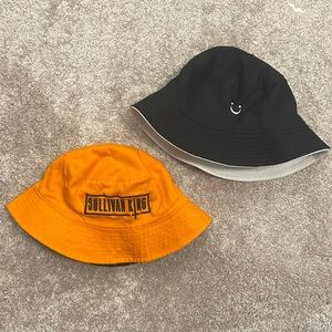 Two Reversible Bucket Hats- Sullivan King Mango and Smiley Face